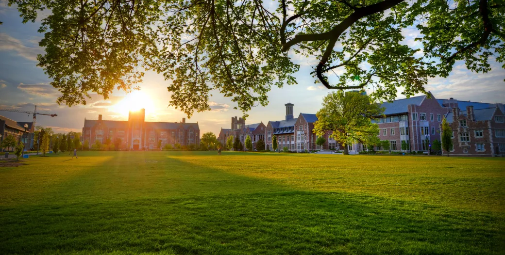 Seigle Hall at sunset